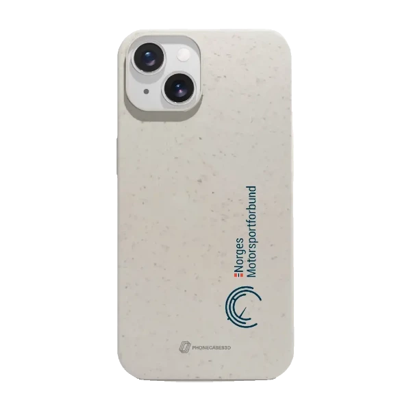 Phonecases3D iPhone 14 Norges Motorsportforbund kompostoituva suojakuori, valkoinen