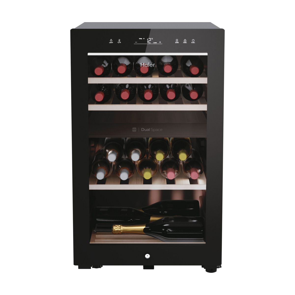 HAIER Wine Bank 50 Serie 7 Hws42gdau1, Vin Kjøleskap, Frittstående, 42 Flasker, G, Sort, Sort