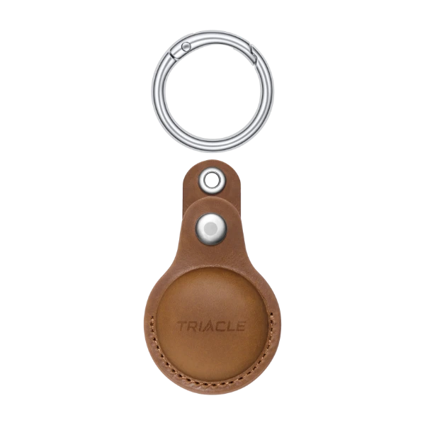 Triacle nyckelring för spårare i äkta läder, Vintage Brown
