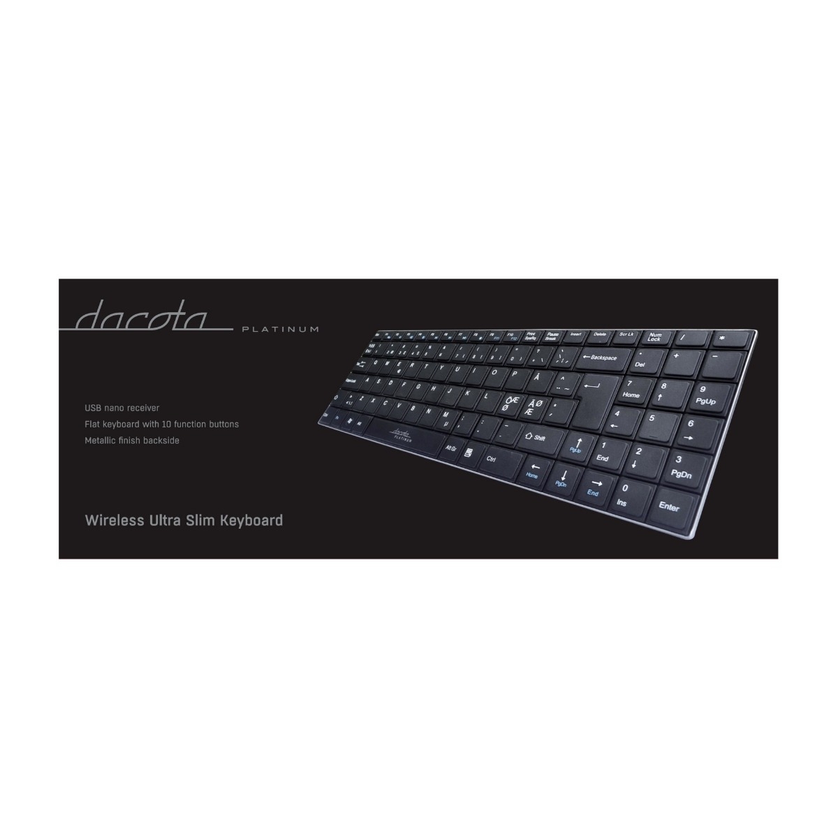 DACOTA PLATINUM TRÅDLØS TASTATUR V2 Power.no DACOTA PLATINUM TASTATURMUS KOMBO V2 Power.no