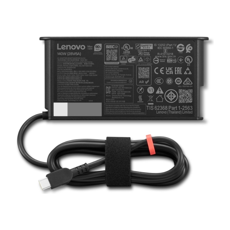 Lenovo ThinkPad 140W USB-C GaN slank AC-adapter, svart