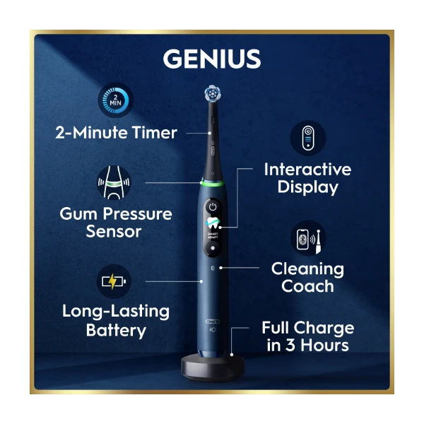 Io9 Timer Oral-B iO9 elektrisk tannbørste, Sapphire Blue - Power.no