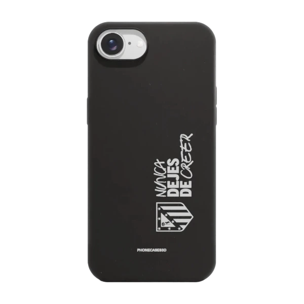 Phonecases3D iPhone 17e/16e Atlético de Madrid kompostoituva suojakuori, musta