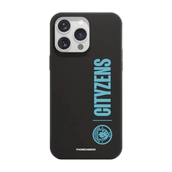 Phonecases3D iPhone 16 Pro Max Man City kompostoituva suojakuori, musta