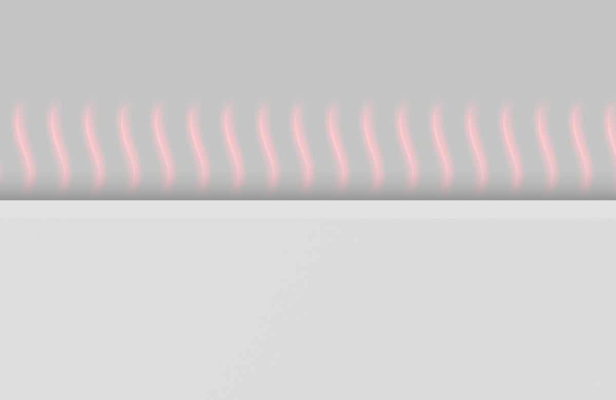 Red strokes illustrating the warm air of POINT POPAN400 PANEL HEATER 400W