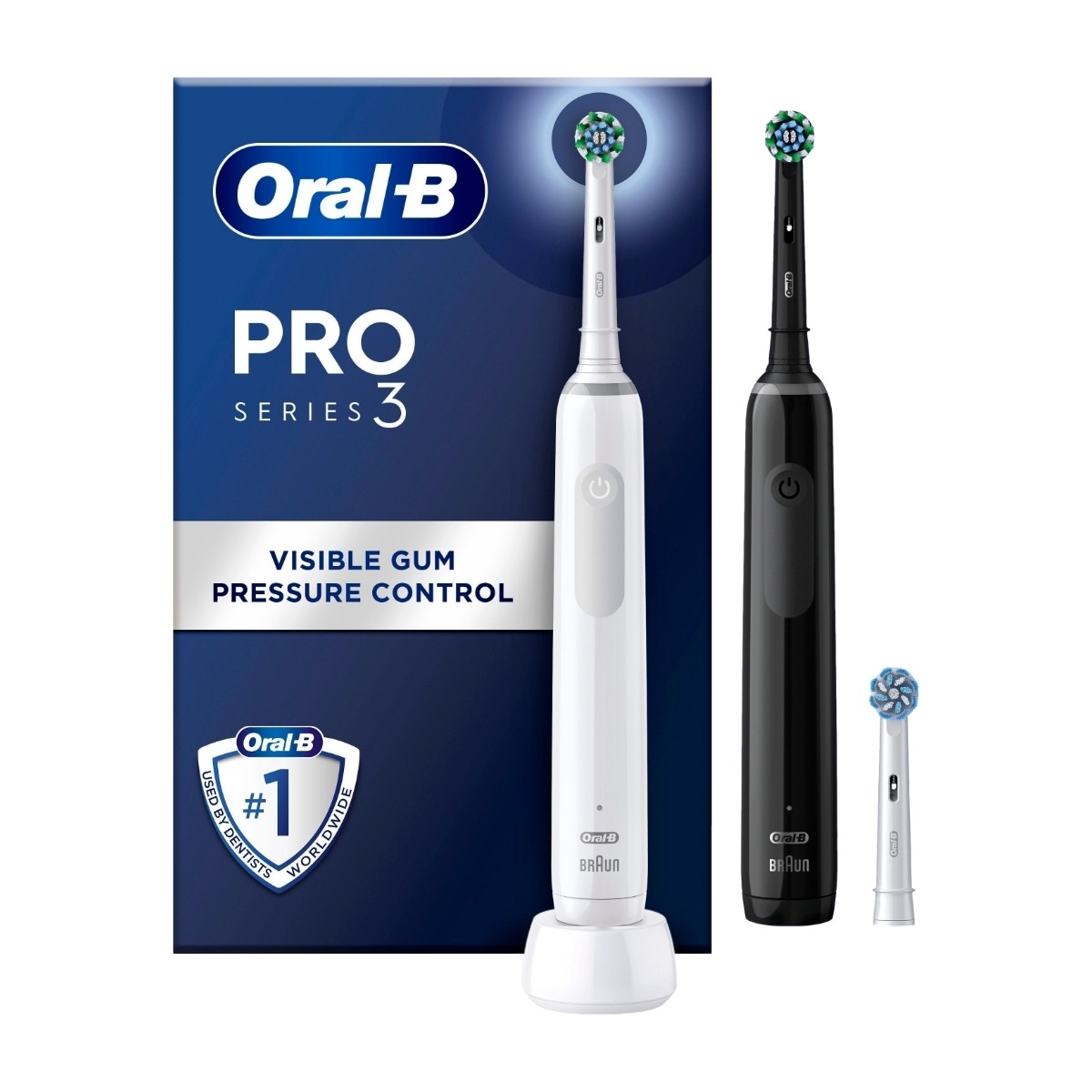 Oral-B PRO3 Duo dobbelpakke elektrisktannbørste, svart/hvit