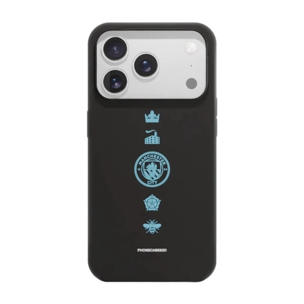 Phonecases3D iPhone 17 Pro Man City kompostoituva suojakuori, musta
