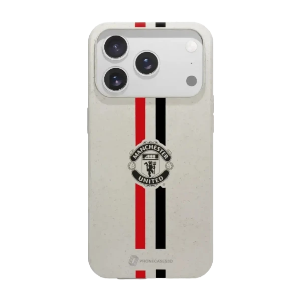 Phonecases3D iPhone 17 Pro Max Manchester United FC kompostoituva suojakuori, valkoinen