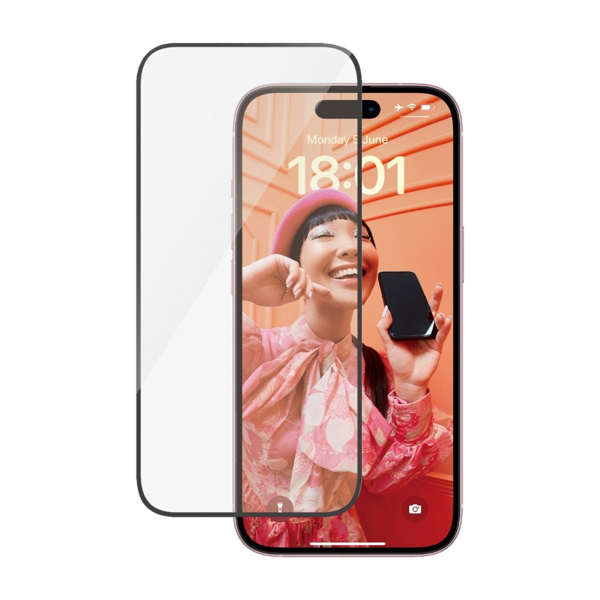 PanzerGlass iPhone 15 skjermbeskytter Ultra-Wide Fit med applikator
