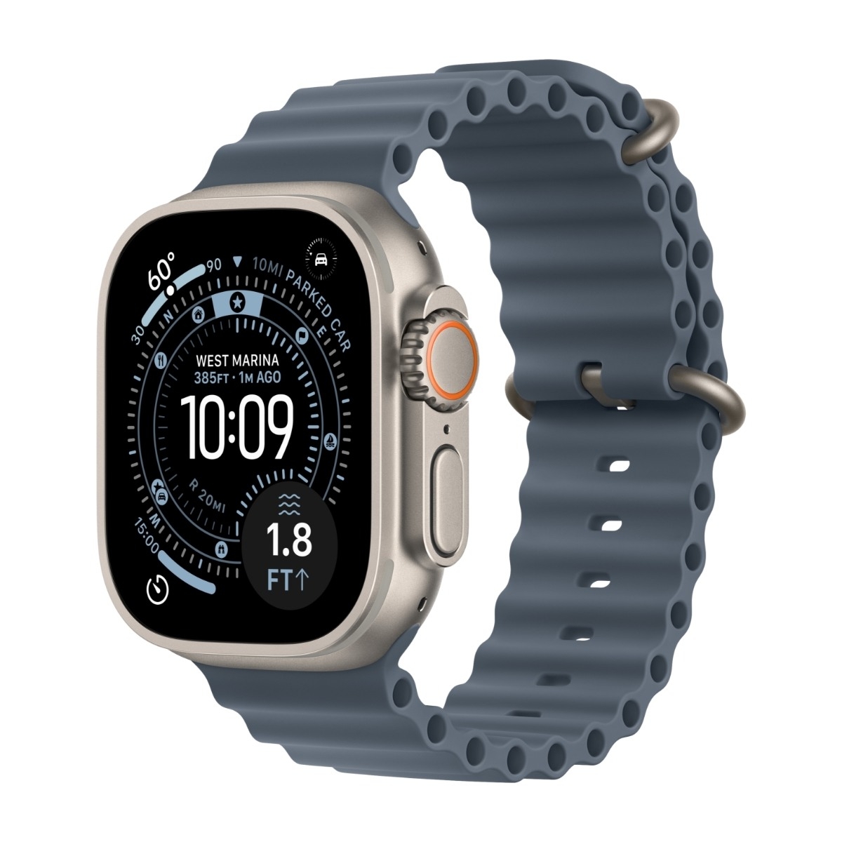 Apple Watch Ultra 3 GPS + Cell 49 mm naturlig titan, Ocean Band