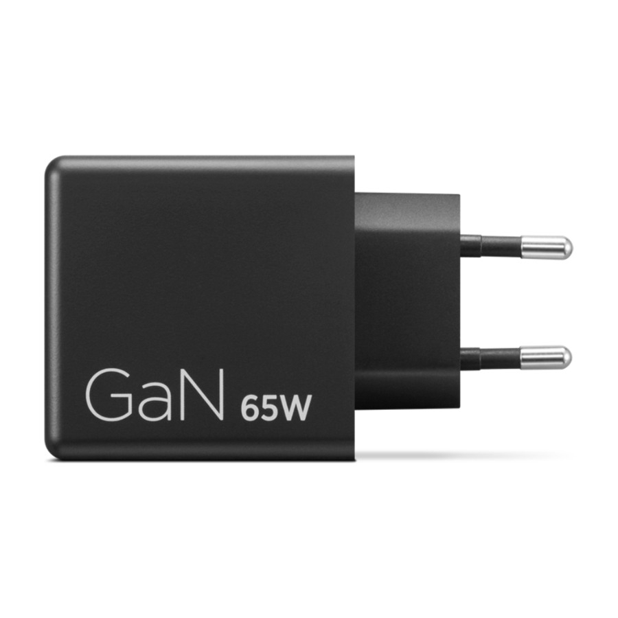 Lenovo Dobbel USB-C GaN lader for bærbar PC 65 W, svart