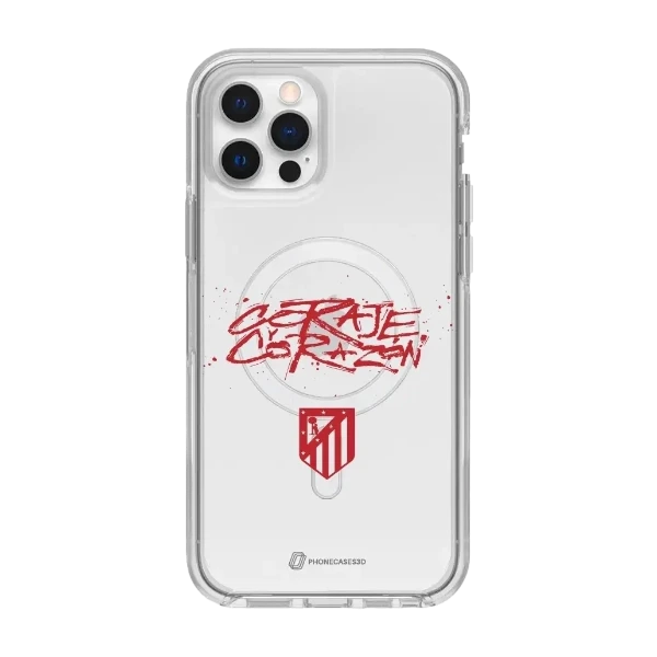 Phonecases3D iPhone 12 Atlético de Madrid Clear case (MagSafe) -suojakuori, valkoinen