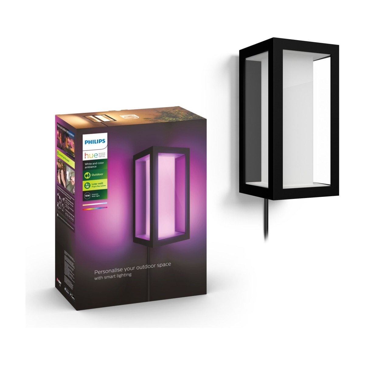 Hue WCA Impress Vegglampe 1x8W Sort - 60246