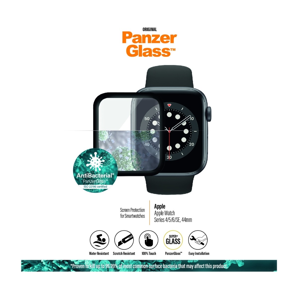 PANZERGLASS PANSSARILASI APPLE WATCH SERIES 4/5/6/SE 44M M MUSTA - Power.fi