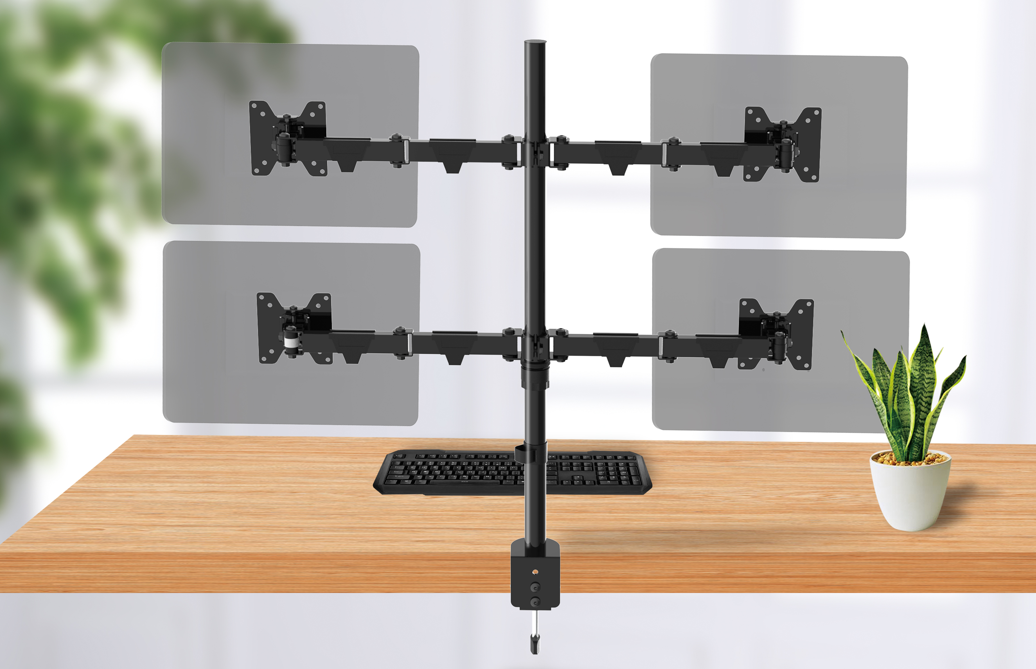 Four monitors attached to a Cepter monitor mount
