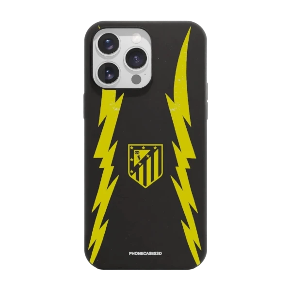 Phonecases3D iPhone 16 Pro Max Atlético de Madrid kompostoituva suojakuori, musta