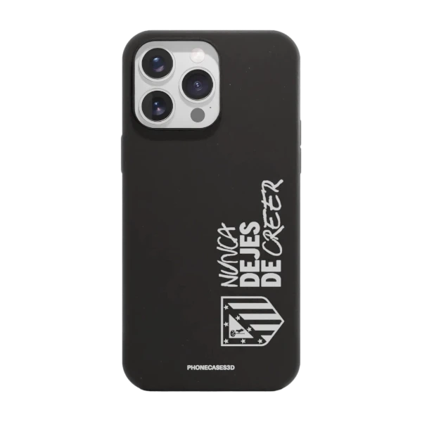 Phonecases3D iPhone 16 Pro Max Atlético de Madrid kompostoituva suojakuori, musta