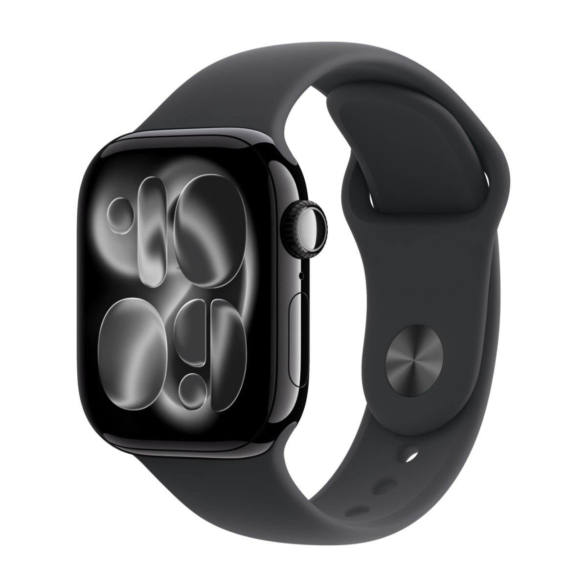 Watch Series 11 GPS + Cell 42 mm gagatsvart aluminum, svart sportband - M/L
