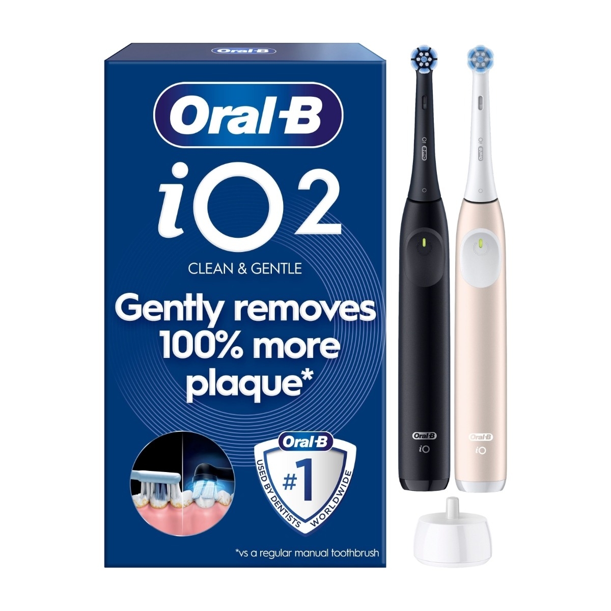 Oral-B iO Series 2 Duo Edition elektrisk tannbørste, Night Black & Calm Pink