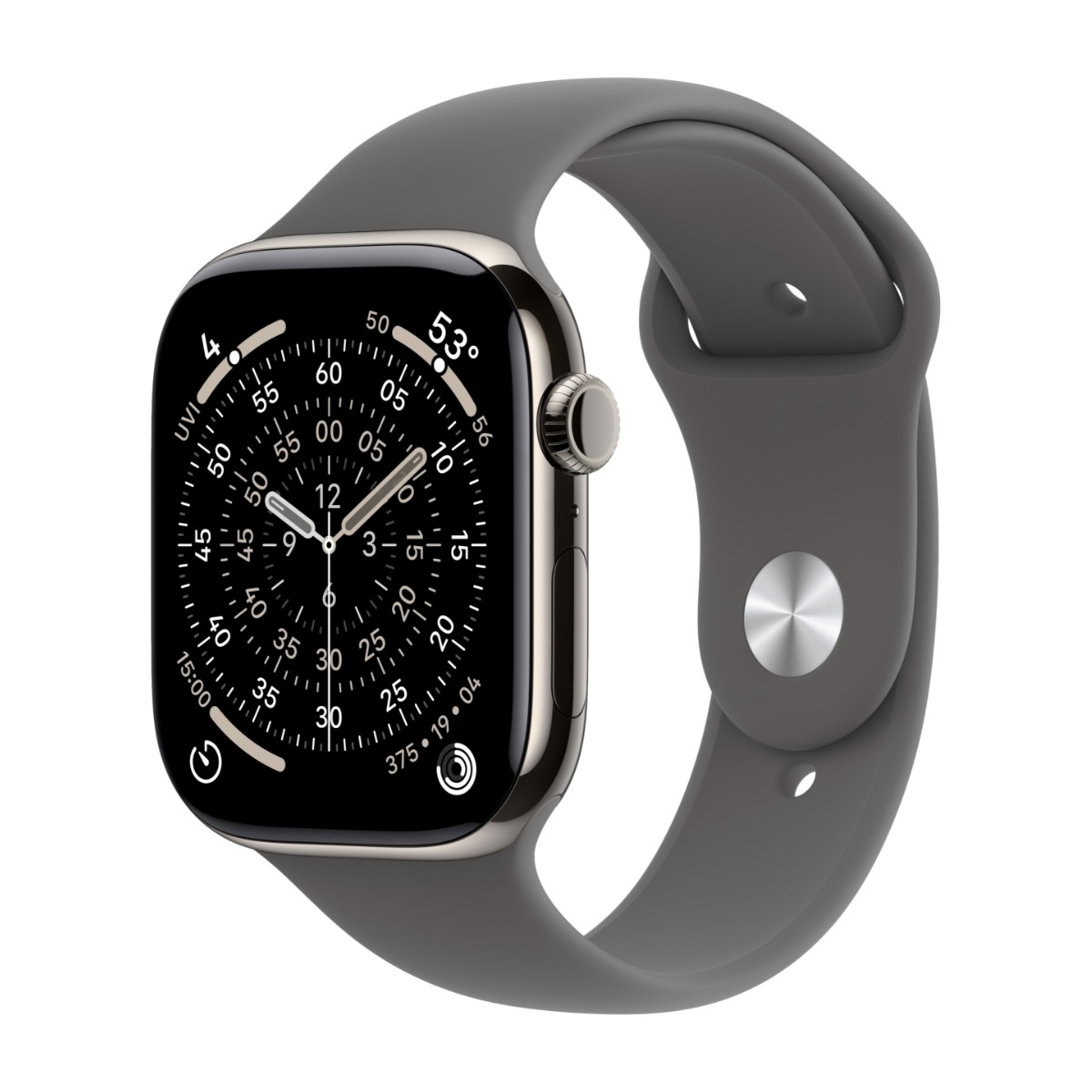 Apple Watch Series 11 GPS + Cell 46 mm naturlig titan, steingrå sport band - M/L