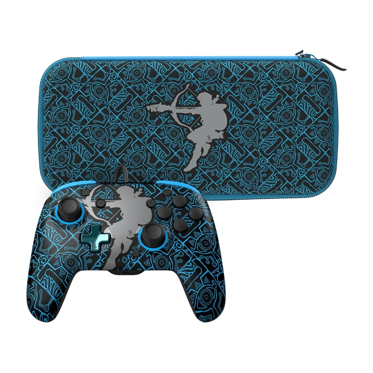 PDP Rematch Glow Controller & Glow Travel Case paket - Sheikah Shoot