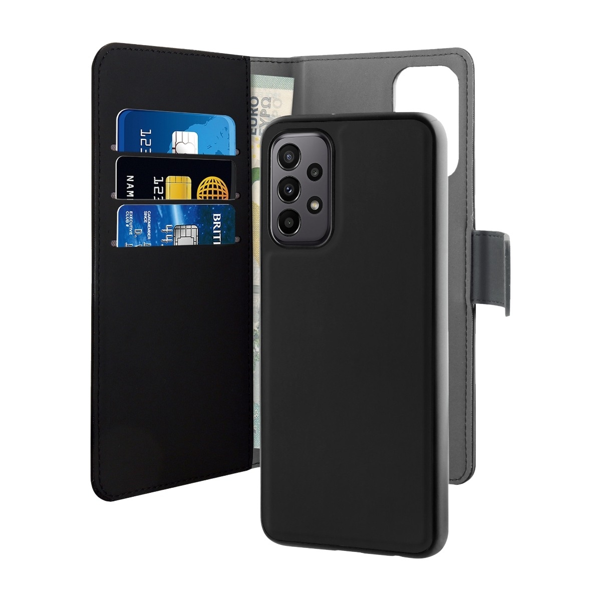 Puro Samsung Galaxy A23 4G/5G Wallet Detach lommebok, svart