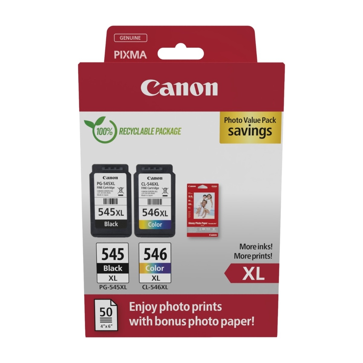 Canon PG-545XL/CL-546XL, svart/farge Foto multipakke
