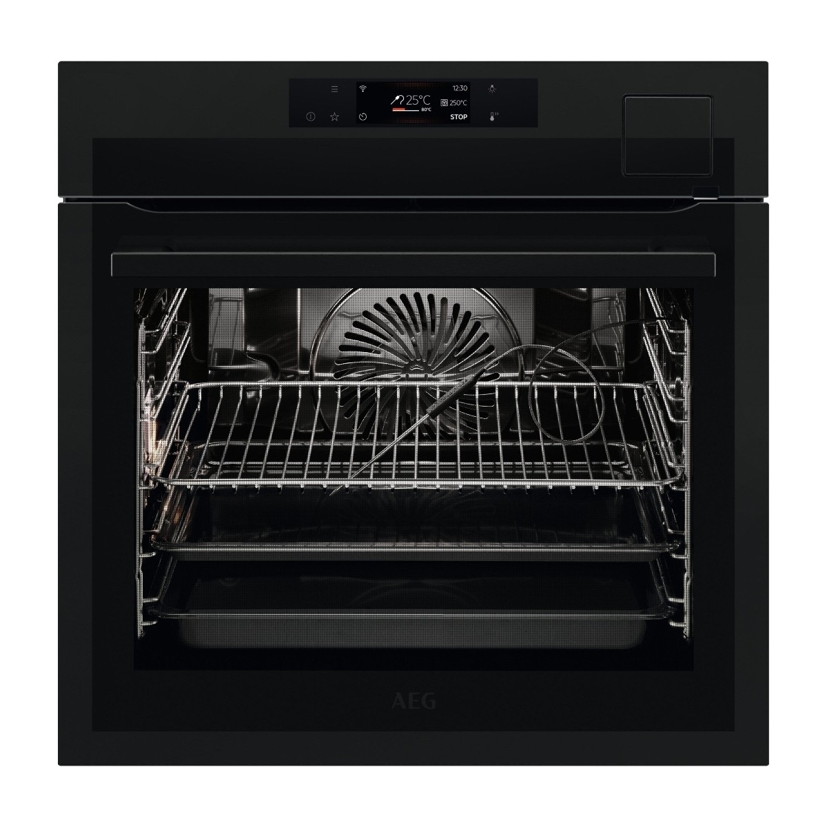 AEG 9000-seriens BFS8800T indbygningsovn, mat sort billede 1