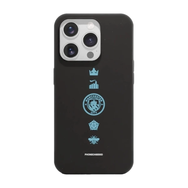 Phonecases3D iPhone 16 Pro Man City kompostoituva suojakuori, musta