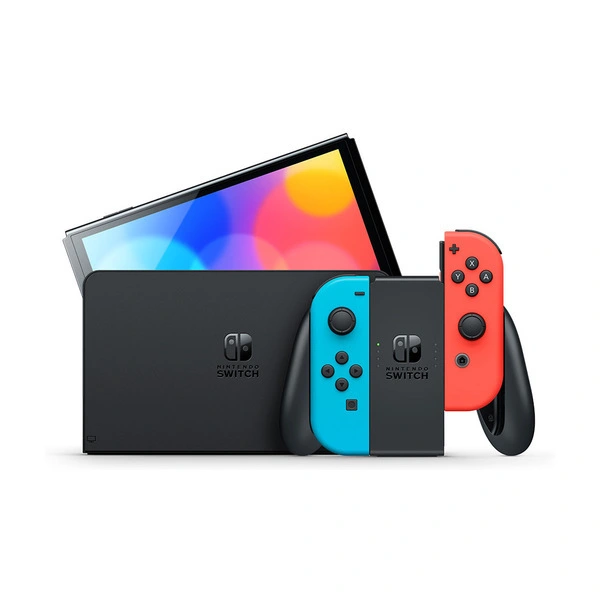 Nintendo Switch OLED spillkonsoll neonrød/neonblå