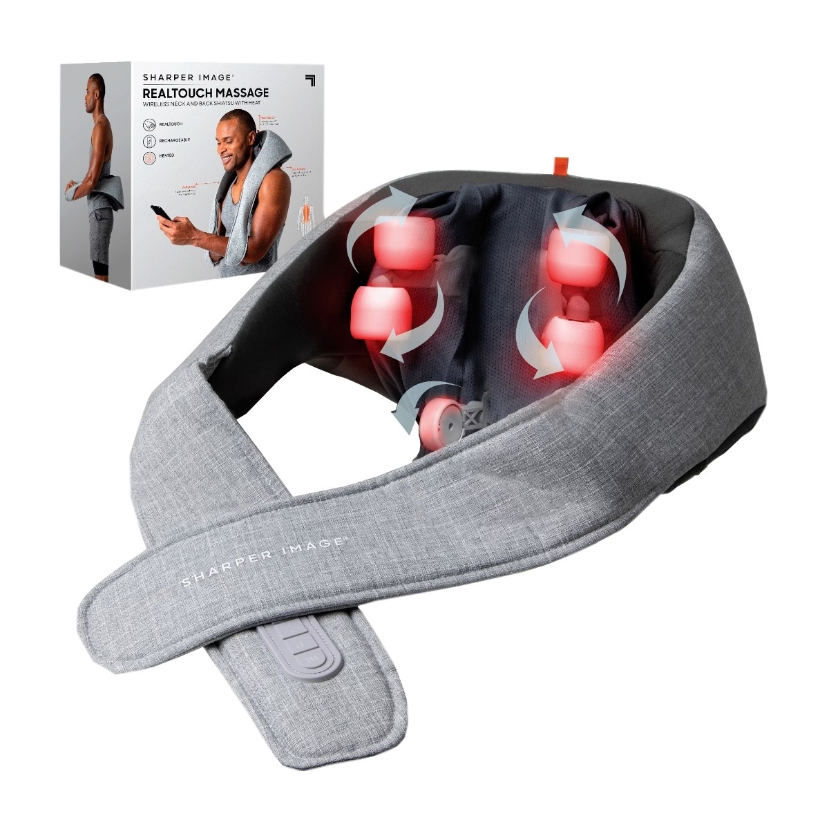 SHARPER IMAGE Shiatsu nack- och ryggmassageapparat med värme