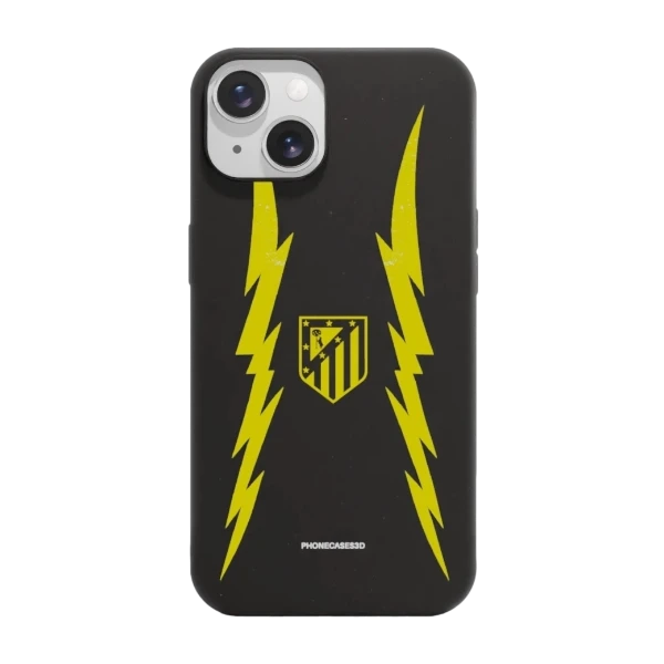 Phonecases3D iPhone 14 Atlético de Madrid kompostoituva suojakuori, musta