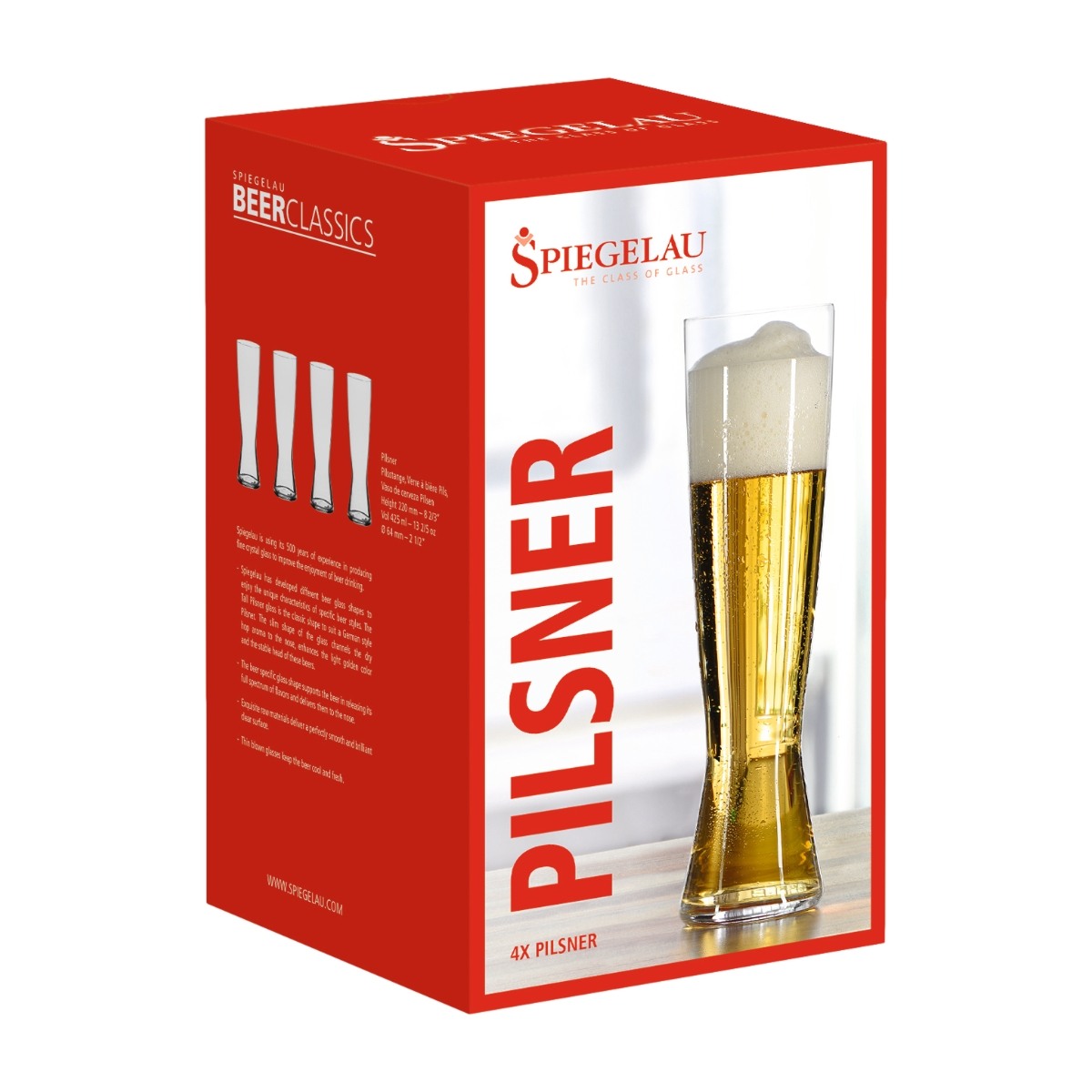 Beer Classics Tall Pilsnersglass 43cl, 4-stk. klar