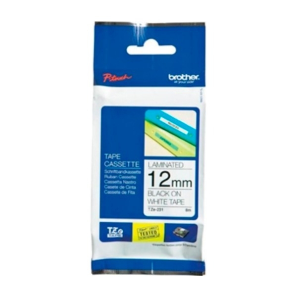 Tape 12mm Tze-n231 Svart/hvit No Laminate