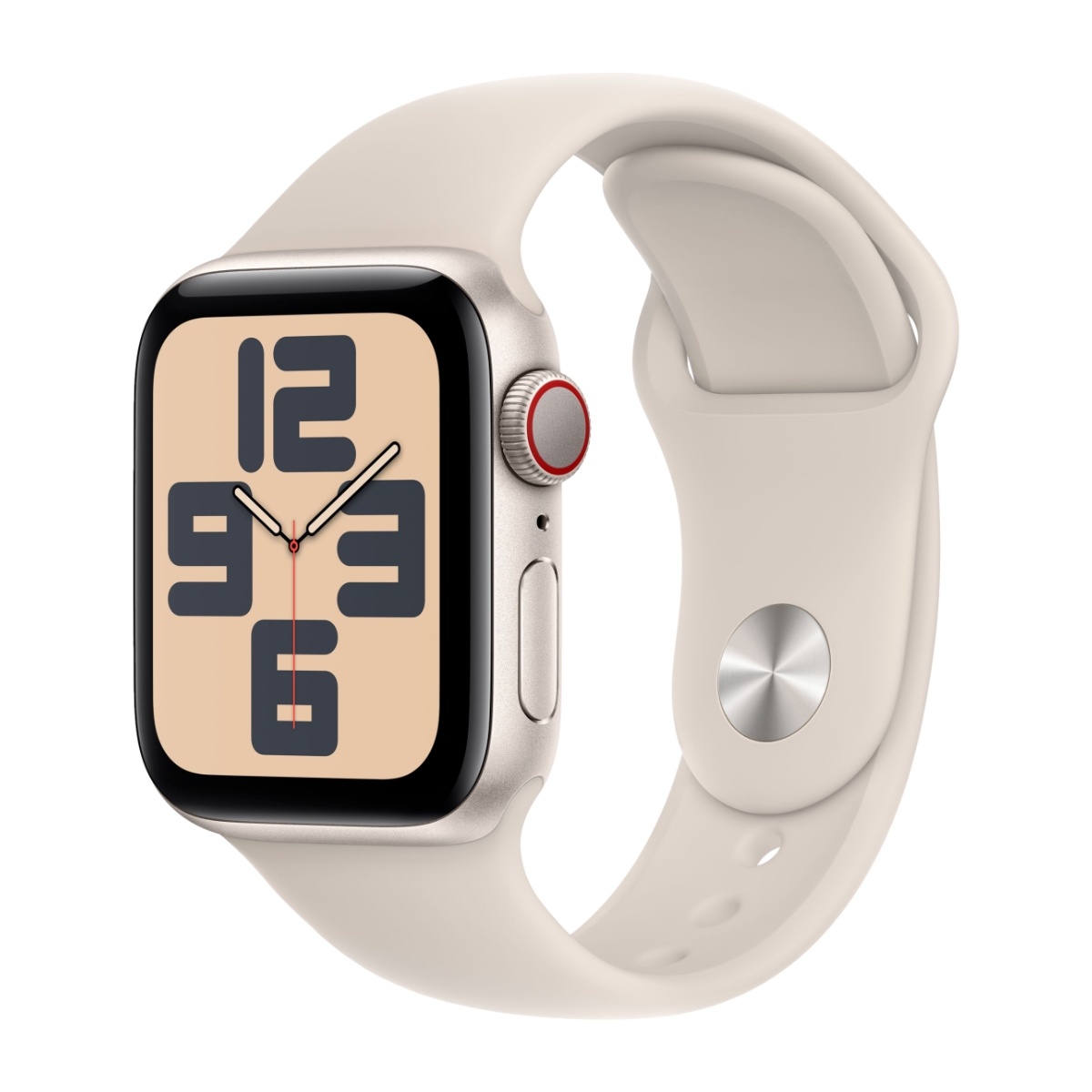 Apple Watch SE GPS + Cellular 40 mm, Stjerneskær aluminium urkasse med, Stjerneskær sportsrem - M/L