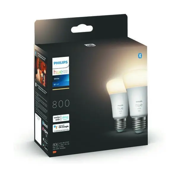 Philips Hue White 9 W E27 LED bulb, set of 2