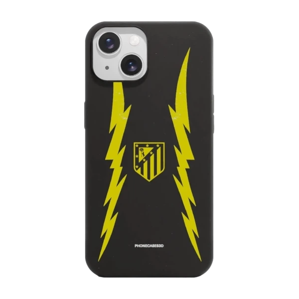 Phonecases3D iPhone 15 Atlético de Madrid kompostoituva suojakuori, musta