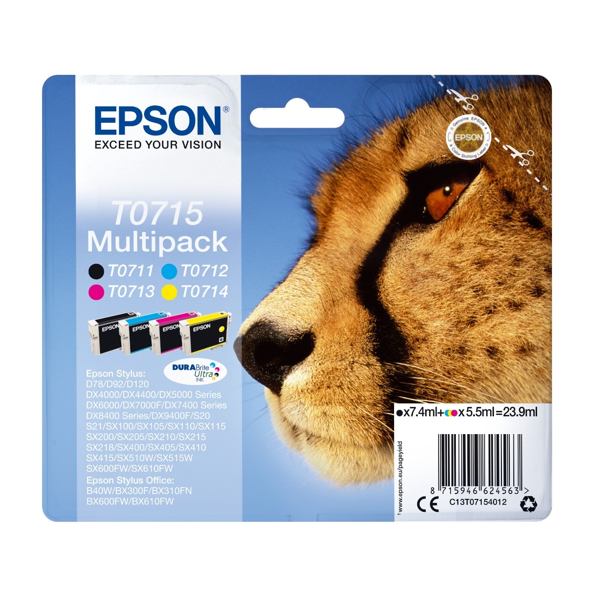 Epson multipack 4-Colours T0715 Durabrite Ultra ink