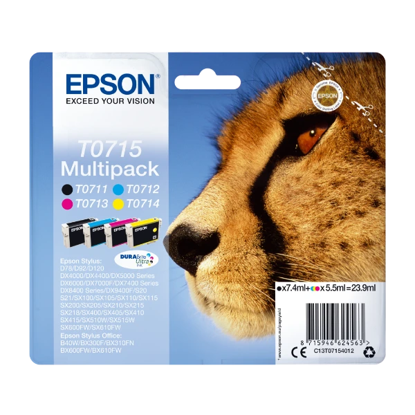 Epson Monipakkaus, 4 väriä T0715 Durabrite Ultra -muste
