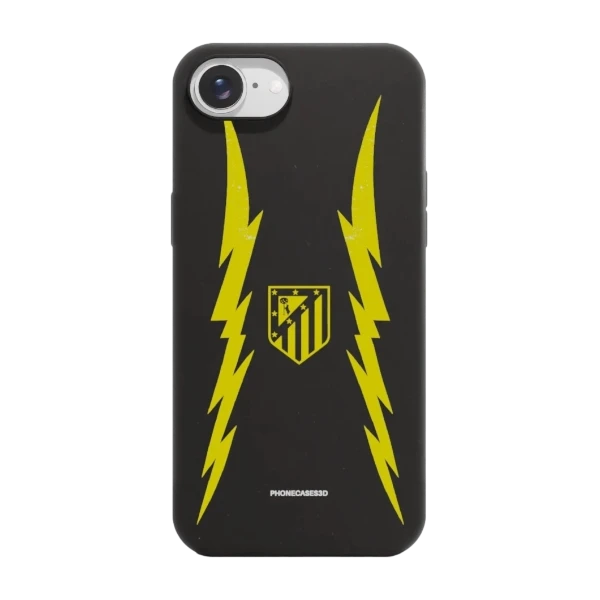 Phonecases3D iPhone 17e/16e Atlético de Madrid kompostoituva suojakuori, musta