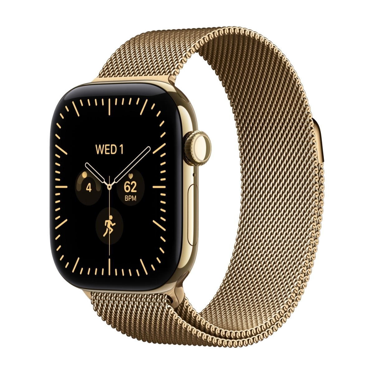 Watch Series 12 GPS + Cellular 42 mm skinande guld titan, skinande guld Milanesisk loop