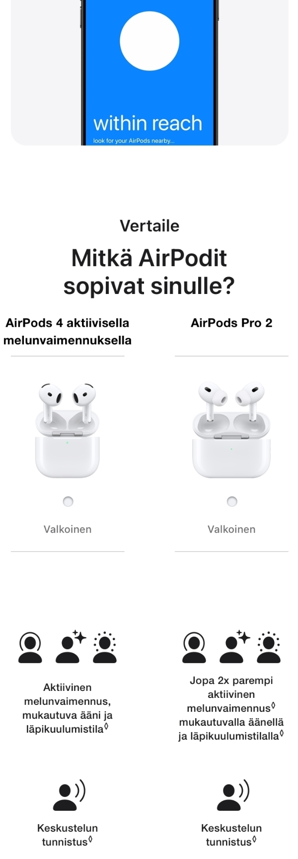 Apple AirPods 4 aktiivisella vastamelulla - Power.fi