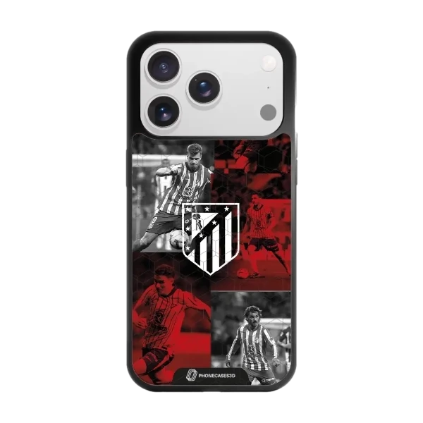 Phonecases3D iPhone 17 Pro Atlético de Madrid -3D suojakuori, musta