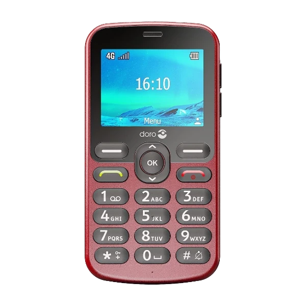 Doro 1881 4G mobiltelefon (lader følger ikke med), rød