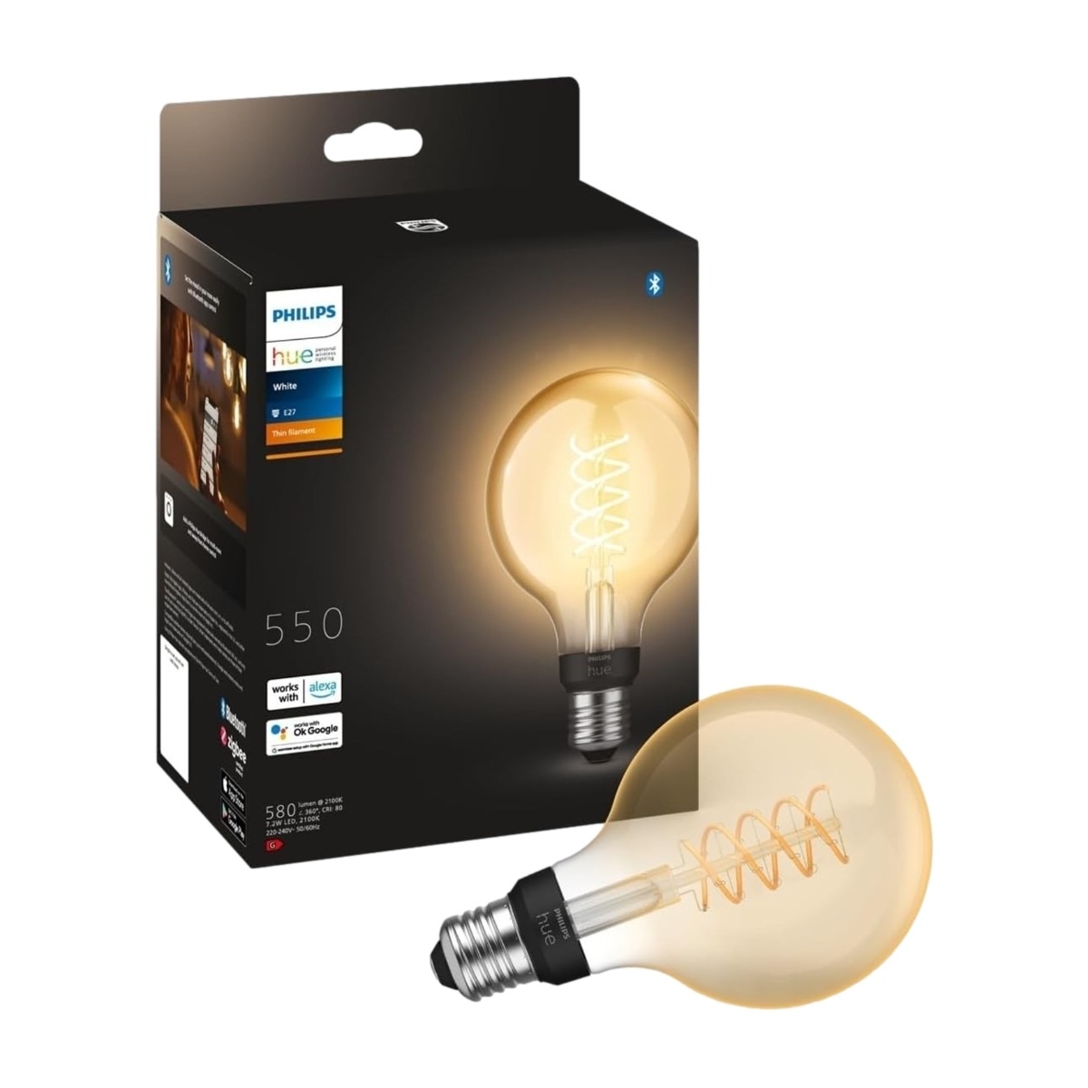 Philips Hue W Filament smart pære 7.2W G93 E27