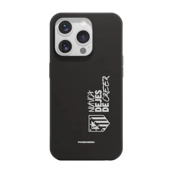 Phonecases3D iPhone 15 Pro Atlético de Madrid kompostoituva suojakuori, musta