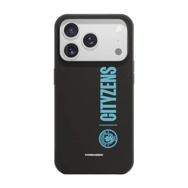 Phonecases3D iPhone 17 Pro Man City kompostoituva suojakuori, musta