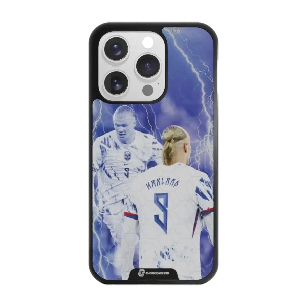 Phonecases3D iPhone 15 Pro Norges Fotballforbund Haaland -3D suojakuori, musta