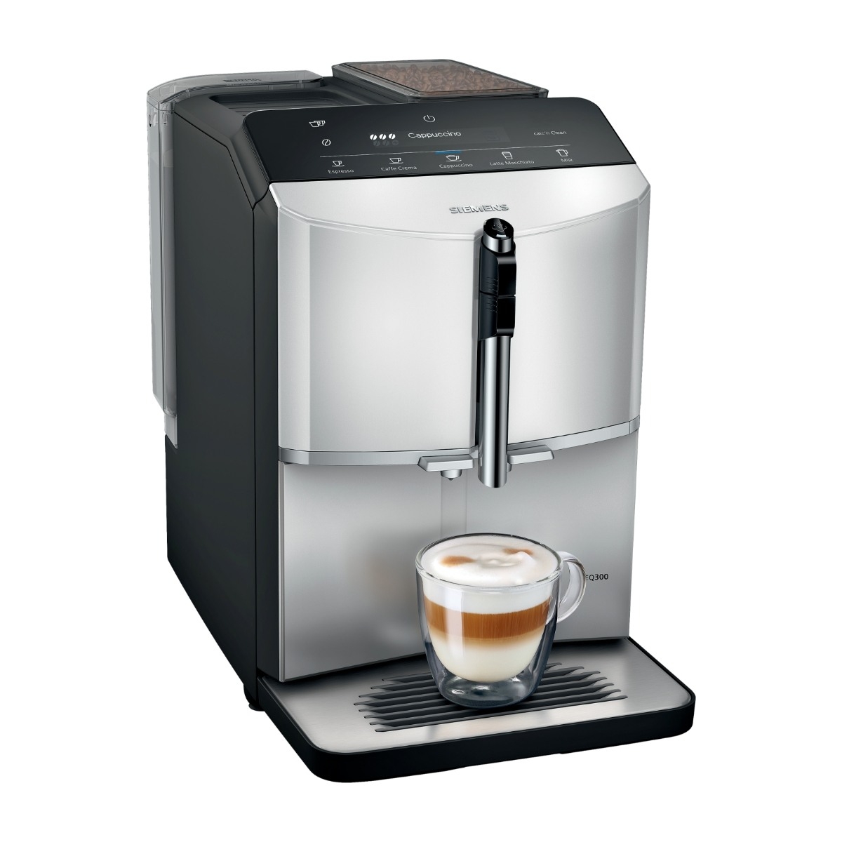 Bilde av EQ.300 TF303E01 - Automatisk kaffemaskin med melkeskummer - 15 bar - lys sølvfarge