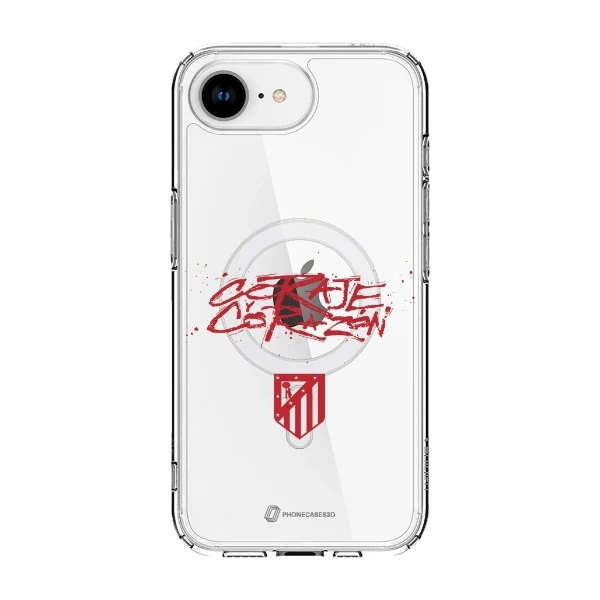 Phonecases3D iPhone 17e/16e Atlético de Madrid Clear case (MagSafe) -suojakuori, valkoinen